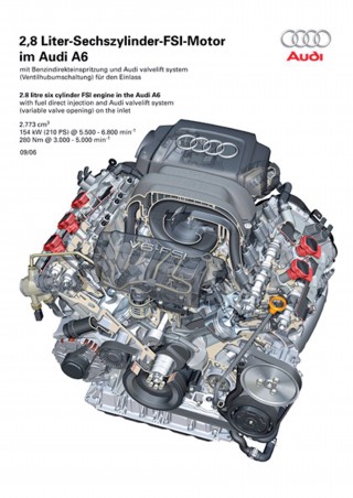 2,8 Liter-Sechszylinder-FSI-Motor im Audi A6