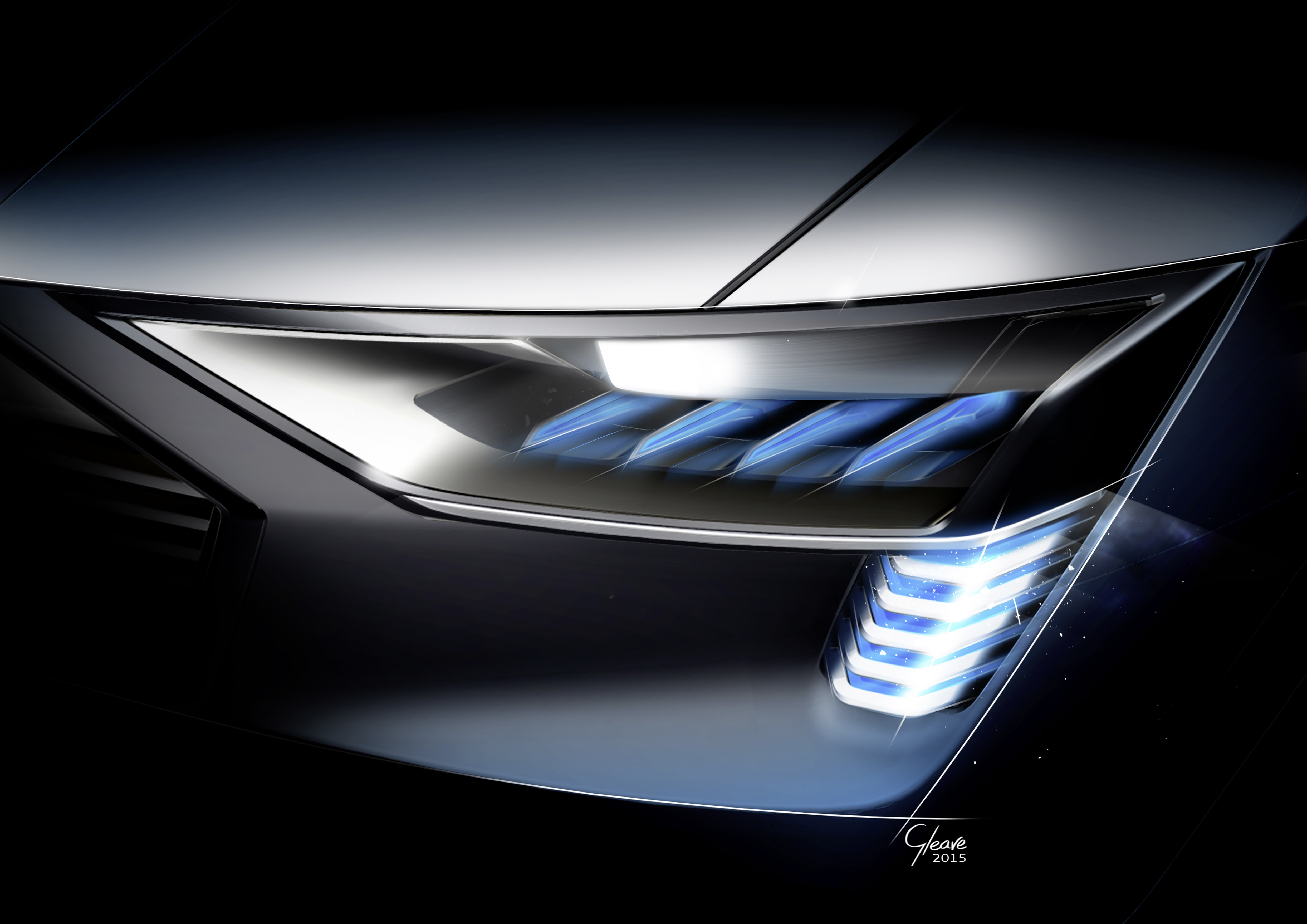 Audi e-tron quattro concept â?? Headlight with e-tron light sign