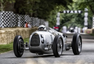 Audi Tradition in an Auto Union Silver Arrow  at the silver jubi