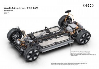Audi A2 e-tron drivetrain with 170 kW output
